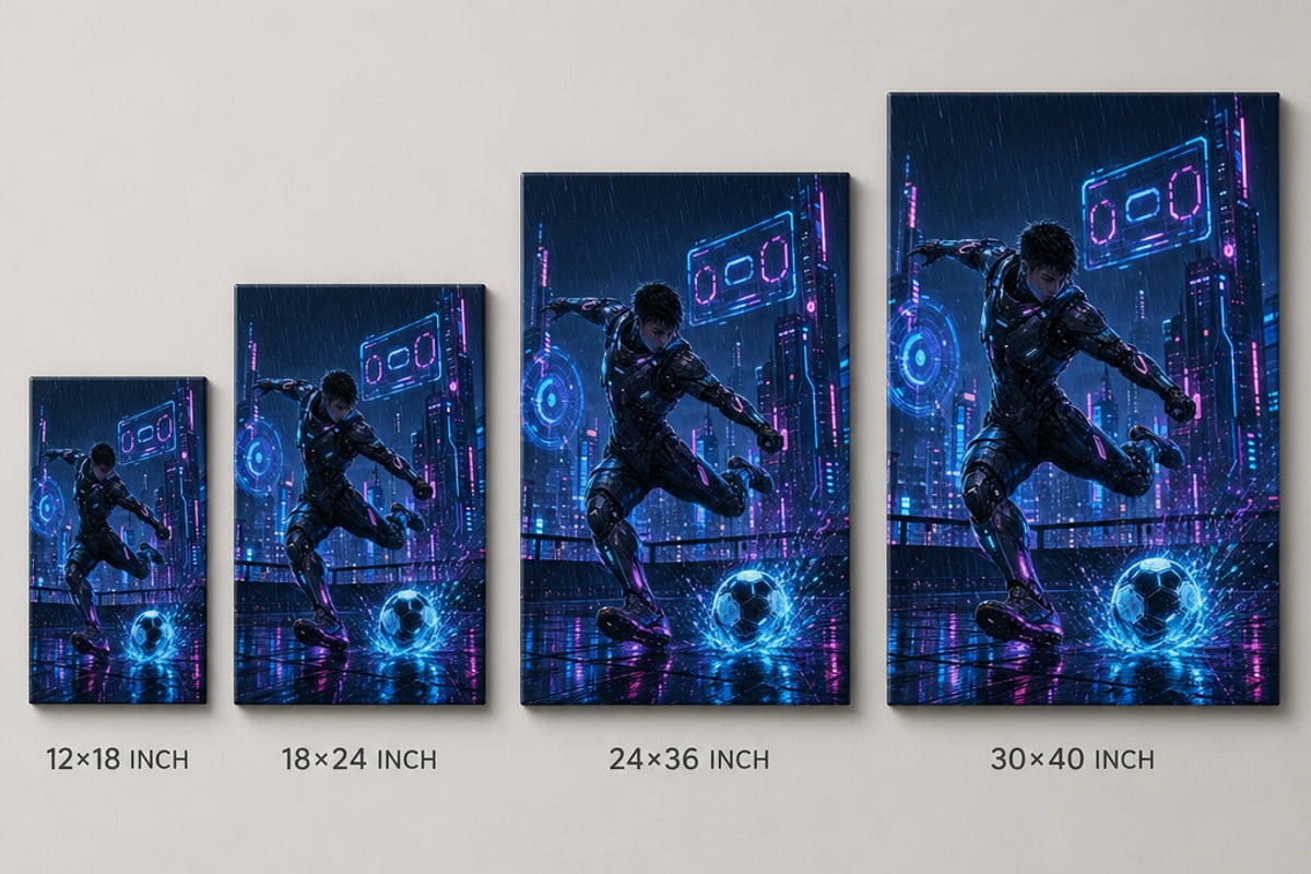 Mecha Rooftop Soccer Canvas Wall Art canvas size comparison