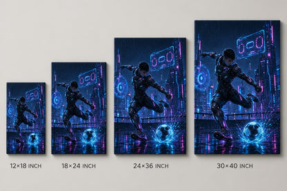 Mecha Rooftop Soccer Canvas Wall Art canvas size comparison