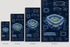 Night Stadium Blueprint Overlay Canvas Wall Art canvas size comparison