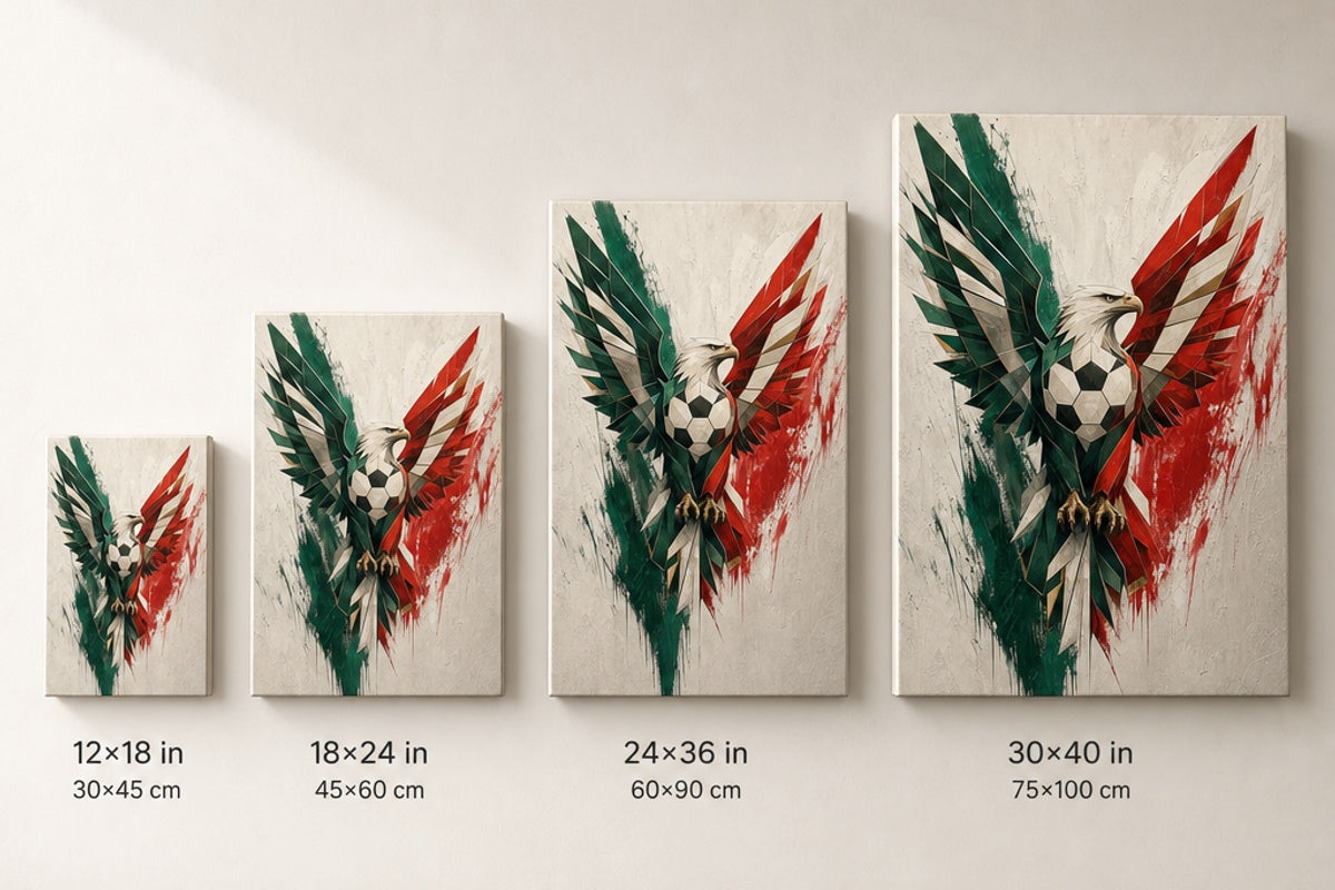 Mexico Eagle National Pride Soccer Canvas Wall Art canvas size comparison