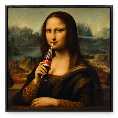 Mona Lisa Drinking Cola Modern Canvas Painting Wall Decor | black_sku