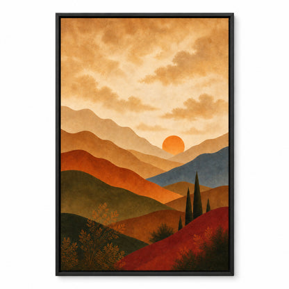 Earth Tone Warm Neutral Abstract Canvas Painting Wall Decor | black_sku