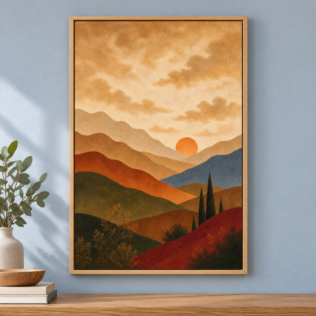 Earth Tone Warm Neutral Abstract Canvas Painting Wall Decor | brown_independent_close