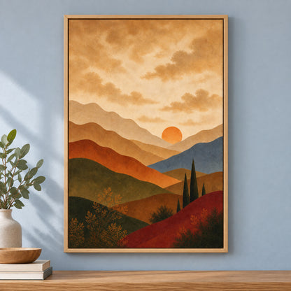 Earth Tone Warm Neutral Abstract Canvas Painting Wall Decor | brown_independent_close