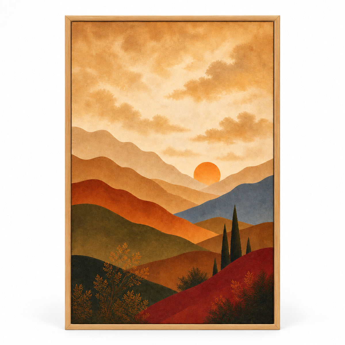 Earth Tone Warm Neutral Abstract Canvas Painting Wall Decor | brown_sku