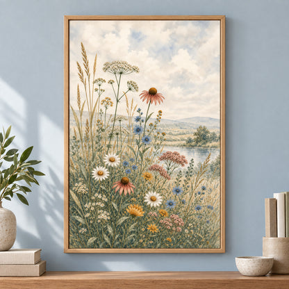 Wildflower Meadow Botanical Canvas Painting Wall Decor | brown_independent_close