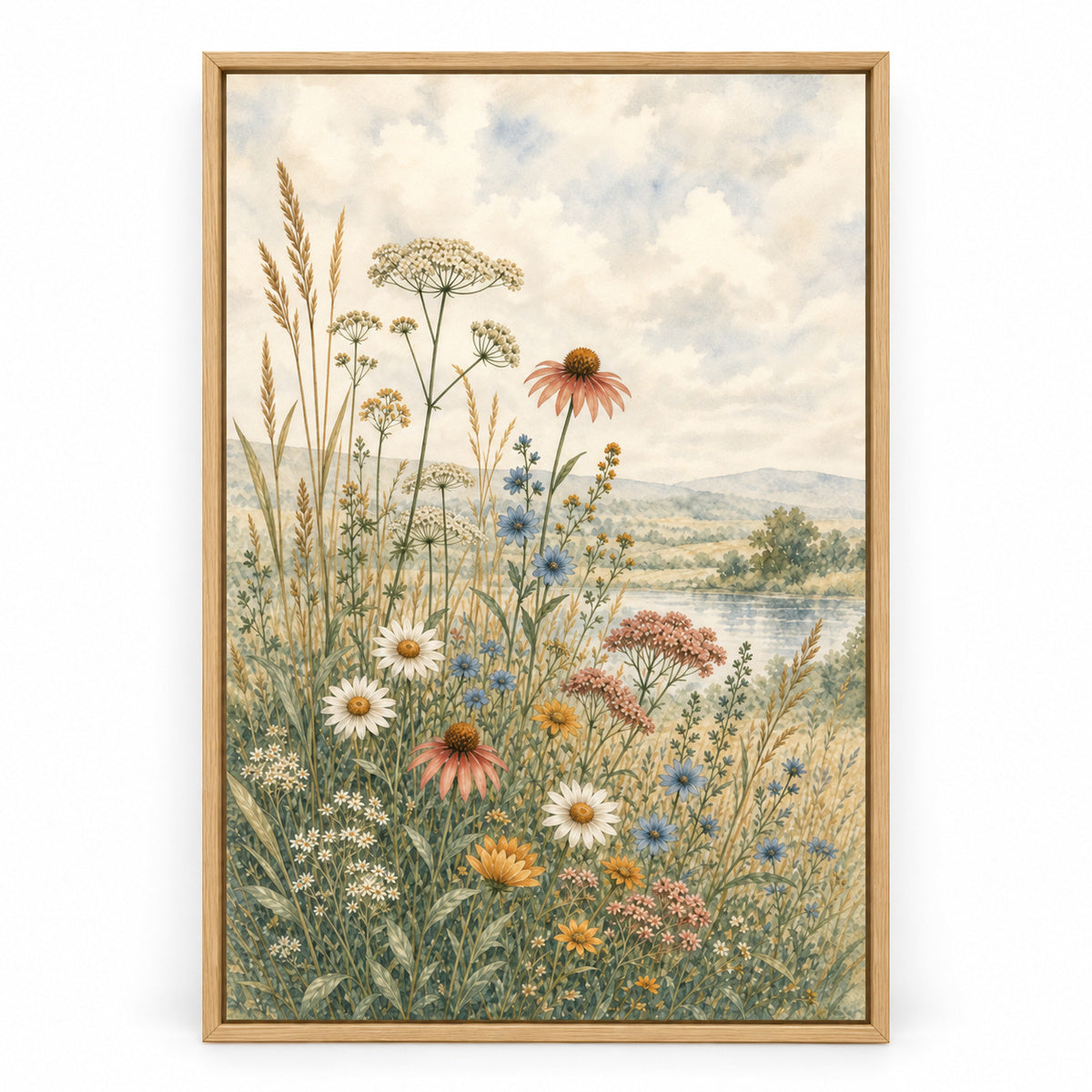 Wildflower Meadow Botanical Canvas Painting Wall Decor | brown_sku