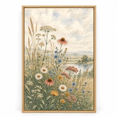 Wildflower Meadow Botanical Canvas Painting Wall Decor | brown_sku