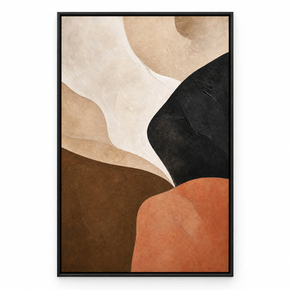 Beige Black Terracotta Abstract Canvas Painting Wall Decor | black_sku