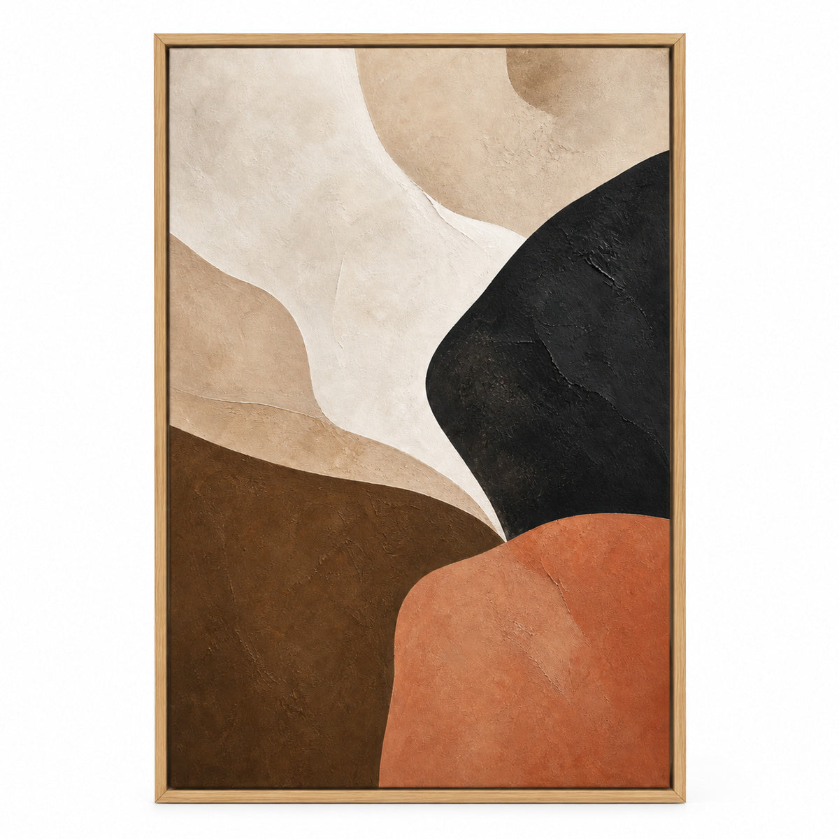 Beige Black Terracotta Abstract Canvas Painting Wall Decor | brown_sku