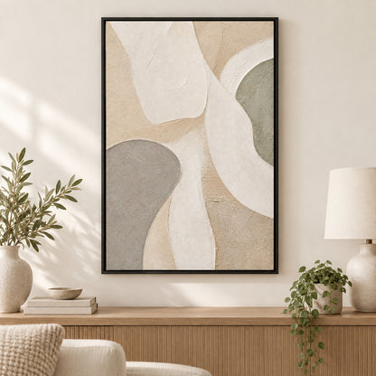 Minimalist Beige Textured Abstract Canvas Wall Art | black_independent_close