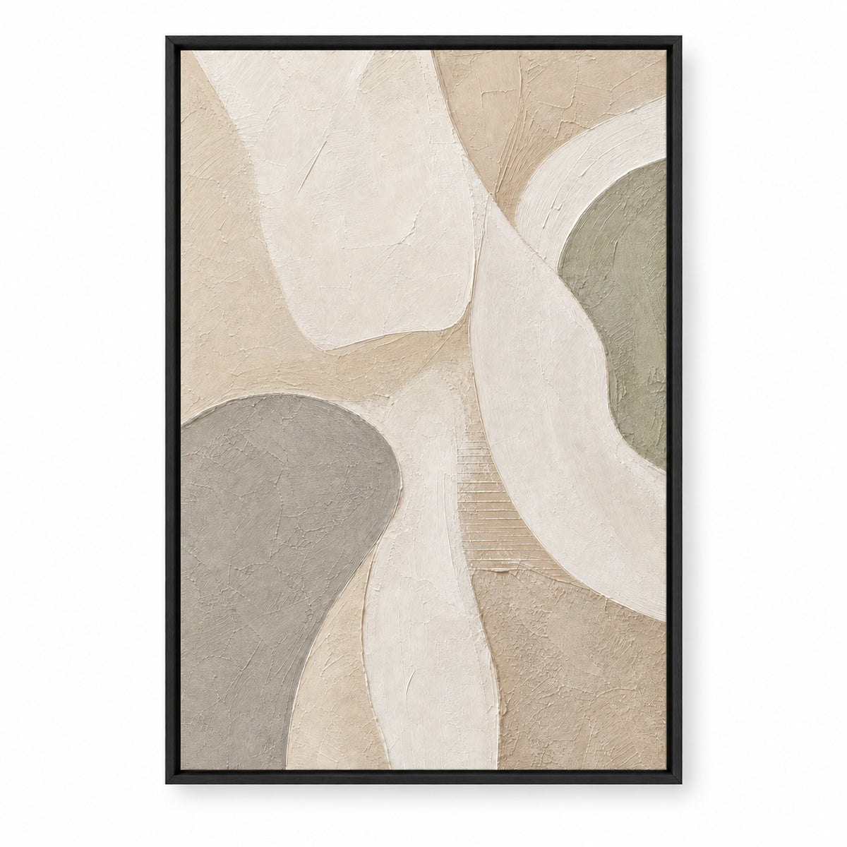 Minimalist Beige Textured Abstract Canvas Wall Art | black_sku