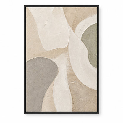 Minimalist Beige Textured Abstract Canvas Wall Art | black_sku