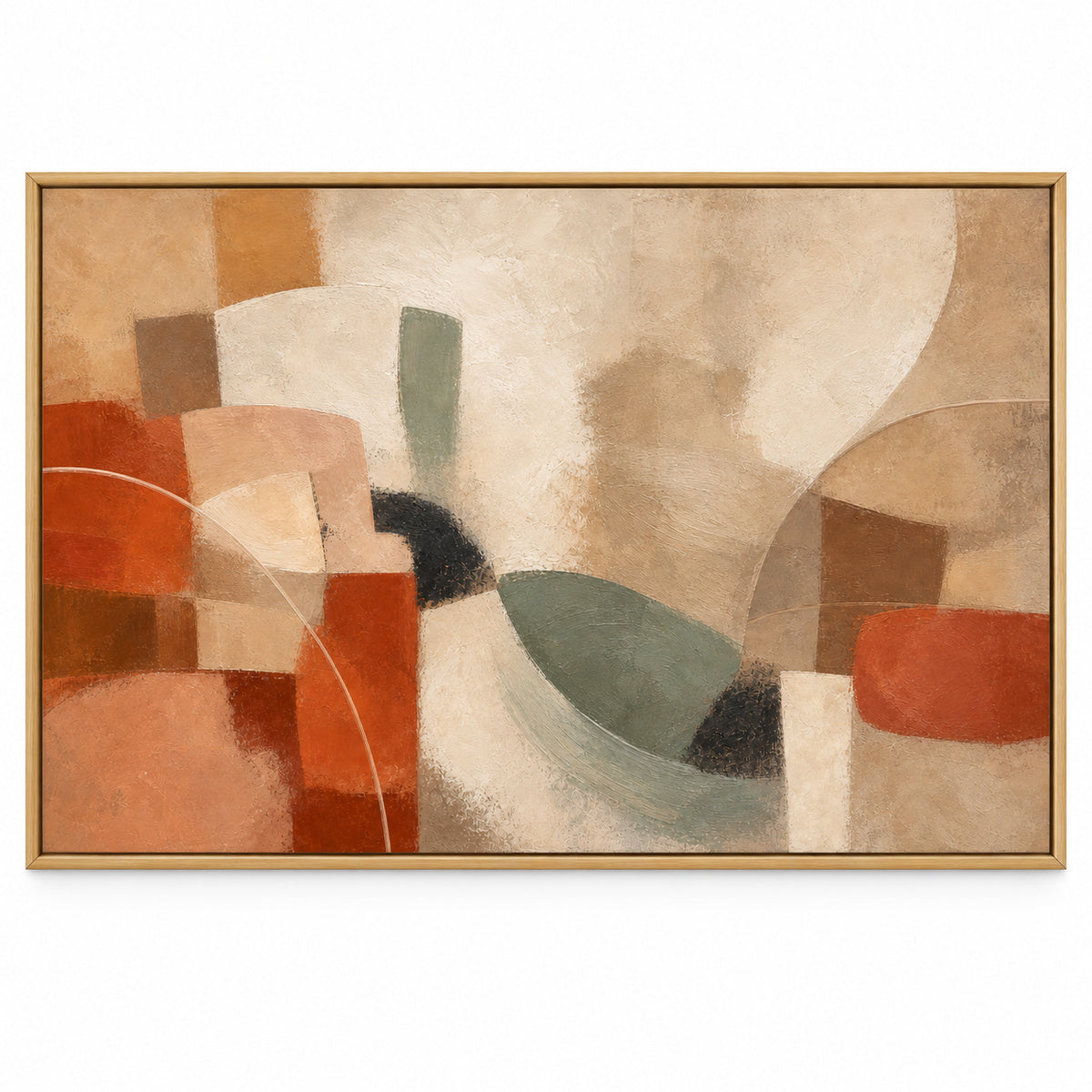 Earth Tone Modern Abstract Sofa Canvas Painting Wall Decor | brown_sku