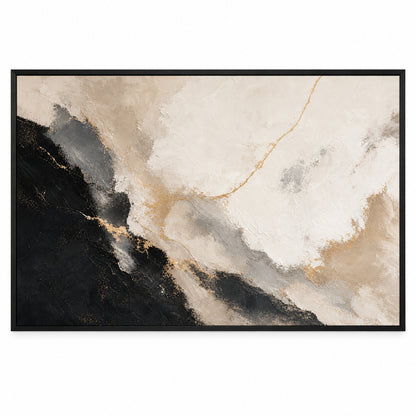 Black White Gold Modern Abstract Canvas Painting Wall Decor | black_sku