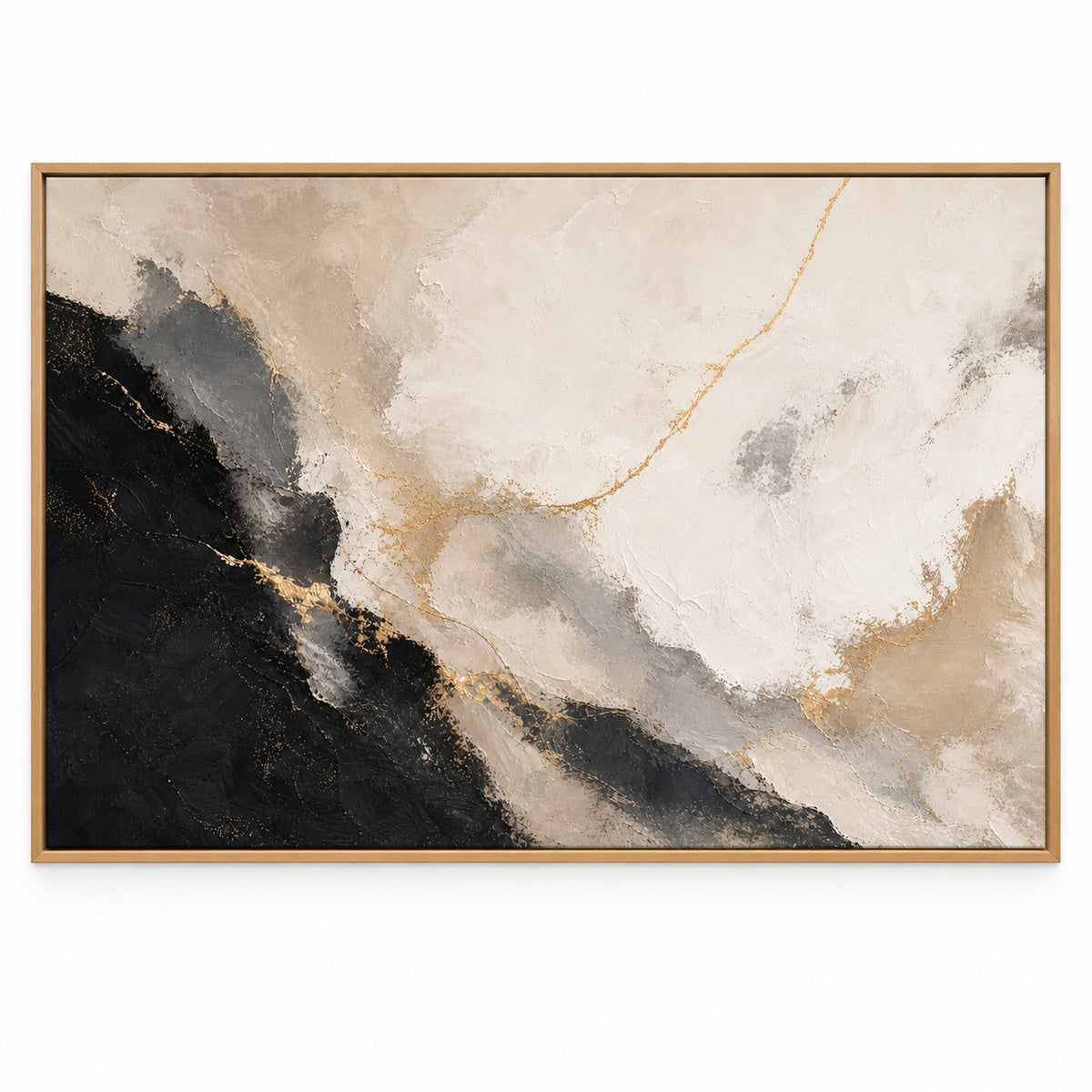 Black White Gold Modern Abstract Canvas Painting Wall Decor | brown_sku