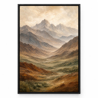 Earth Tone Mountain Landscape Canvas Wall Art | black_sku
