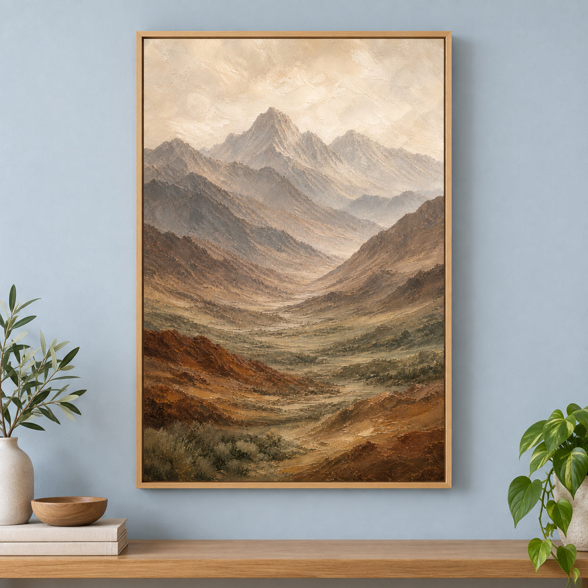 Earth Tone Mountain Landscape Canvas Wall Art | brown_independent_close
