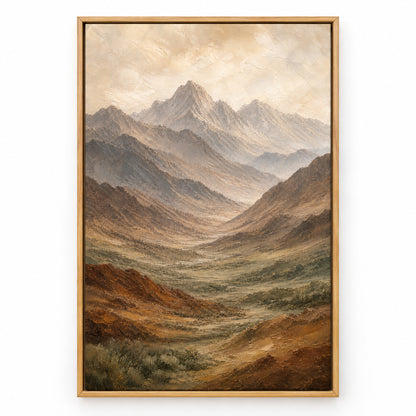 Earth Tone Mountain Landscape Canvas Wall Art | brown_sku