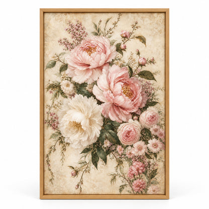 Vintage Soft Floral Canvas Painting for Home Wall Decor | brown_sku