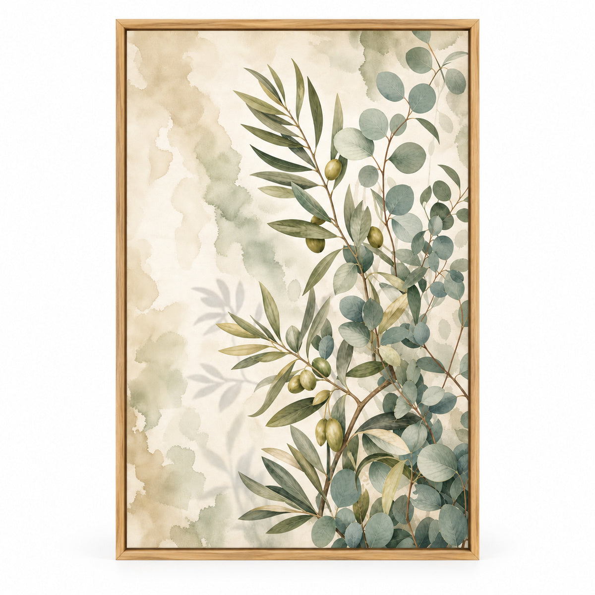 Olive Eucalyptus Botanical Canvas Painting Wall Decor | brown_sku
