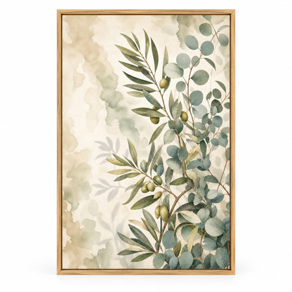 Olive Eucalyptus Botanical Canvas Painting Wall Decor | brown_sku