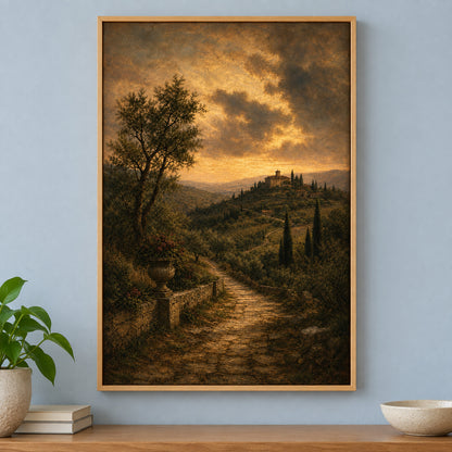 Vintage Brown Olive Landscape Canvas Wall Art | brown_independent_close