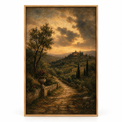 Vintage Brown Olive Landscape Canvas Wall Art | brown_sku