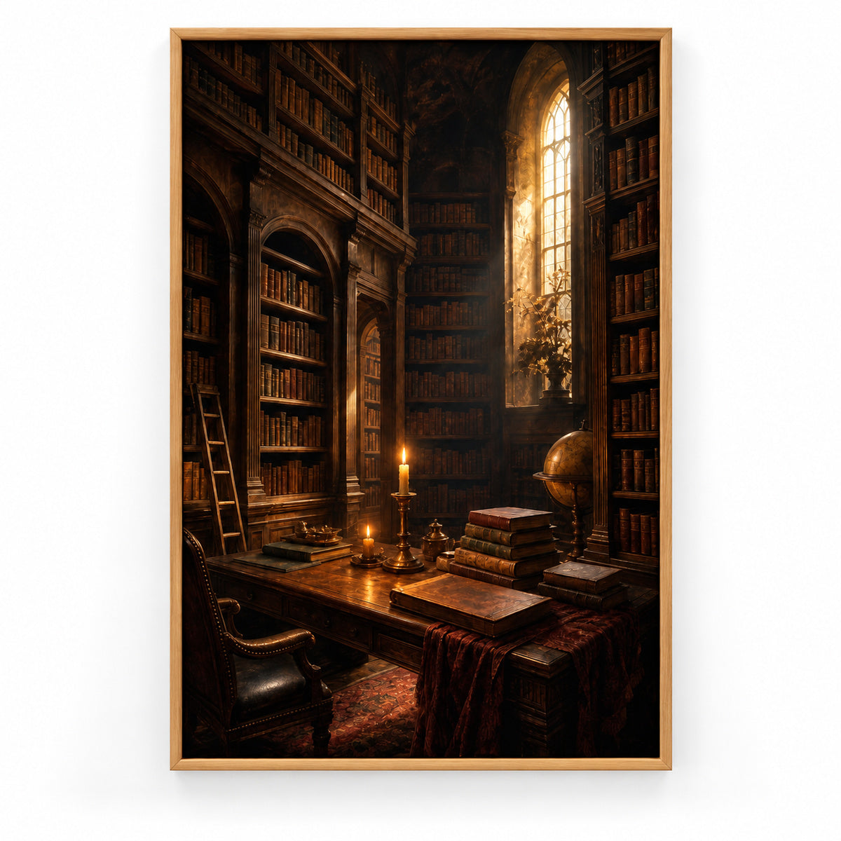 Dark Academia Library Canvas Wall Art | brown_sku