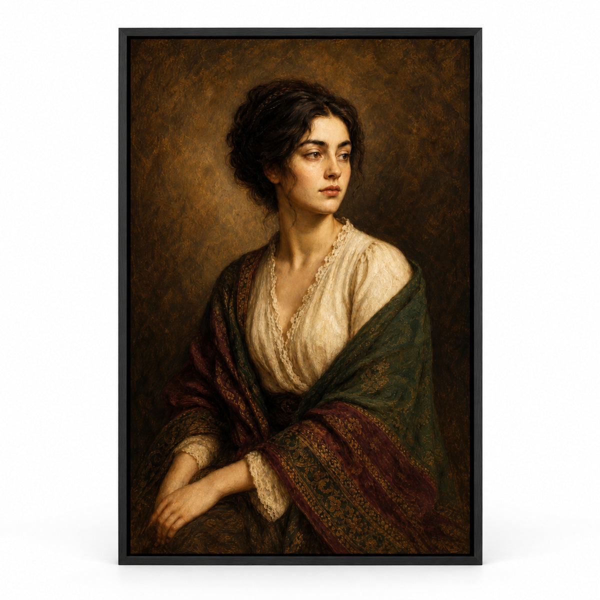 Classical Portrait Inspired Canvas Painting Wall Decor | black_sku
