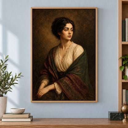 Classical Portrait Inspired Canvas Painting Wall Decor | brown_independent_close