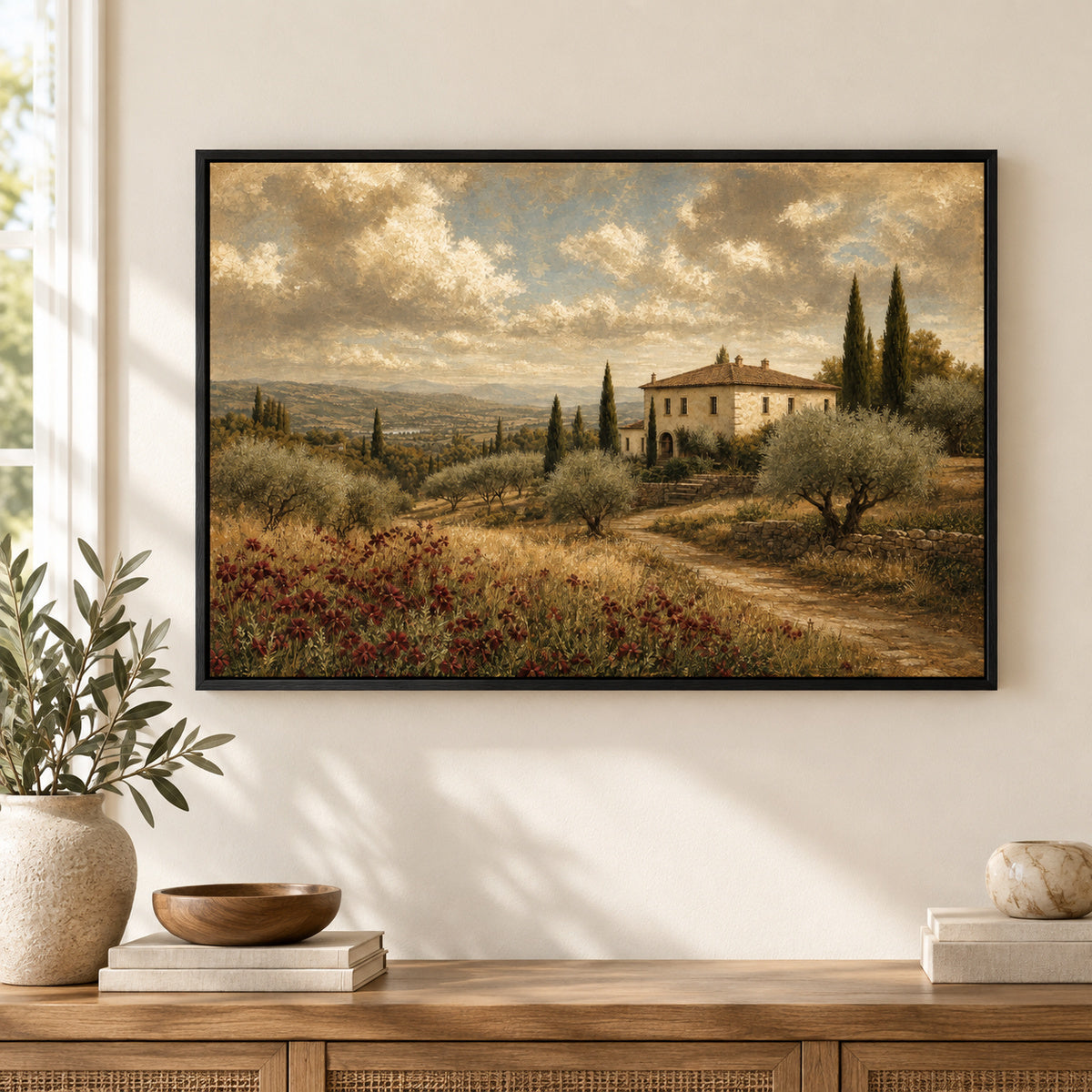 French Countryside Vintage Modern Canvas Painting Wall Decor | black_independent_close