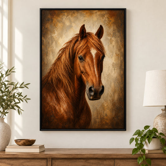 Vintage Horse Rustic Animal Canvas Painting Wall Decor | black_independent_close