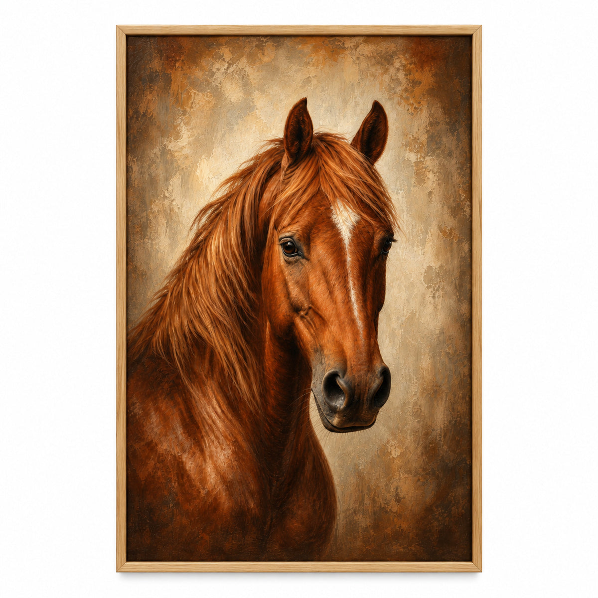Vintage Horse Rustic Animal Canvas Painting Wall Decor | brown_sku