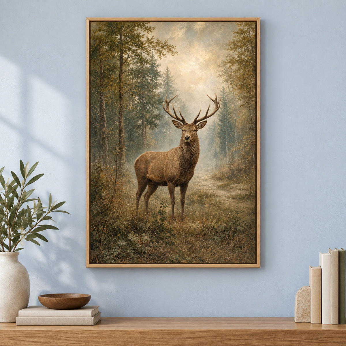 Misty Deer Farmhouse Canvas Wall Art | brown_independent_close