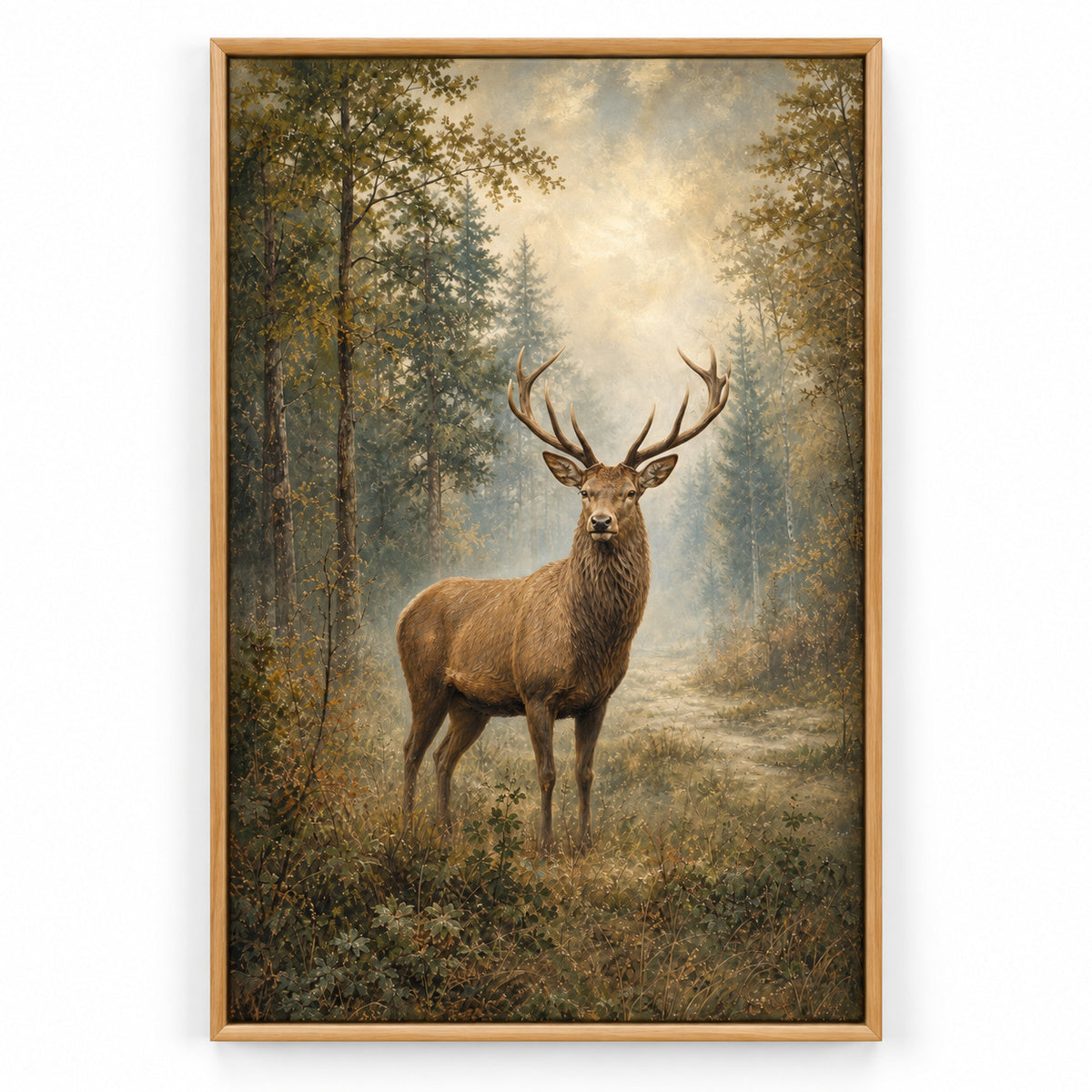 Misty Deer Farmhouse Canvas Wall Art | brown_sku
