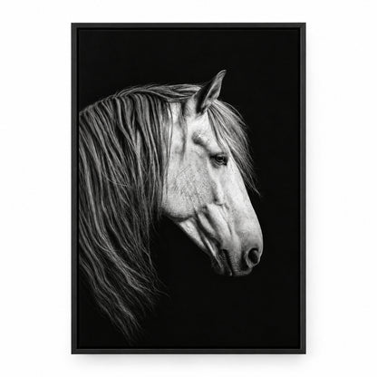 Black and White Horse Animal Canvas Painting Wall Decor | black_sku