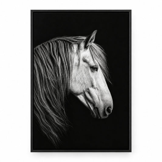 Black and White Horse Animal Canvas Painting Wall Decor | black_sku