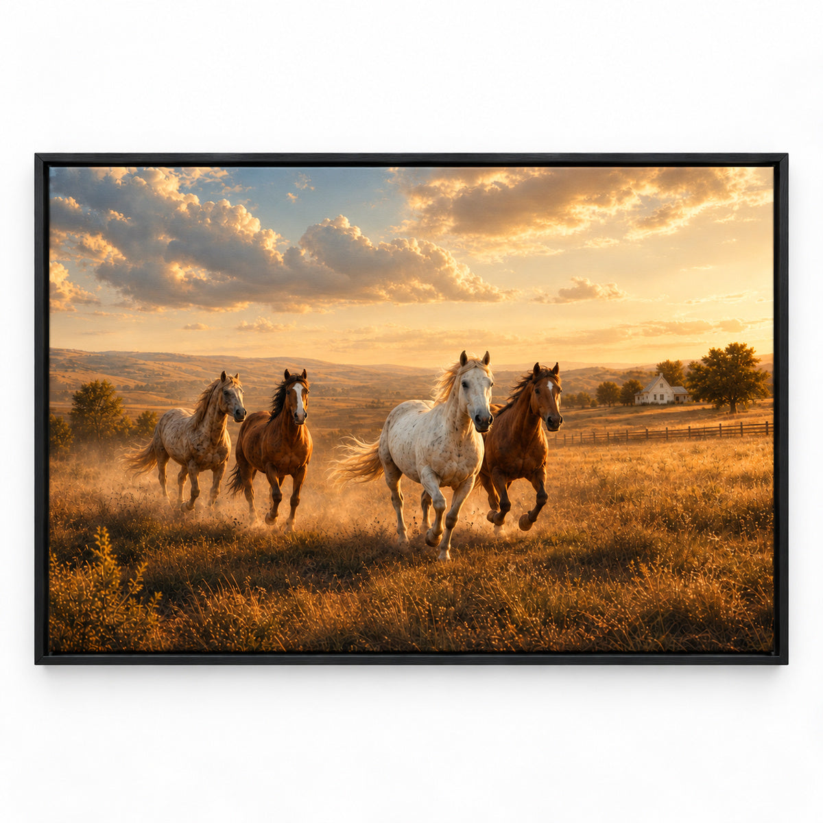 Running Horses Country Animal Canvas Painting Wall Decor | black_sku