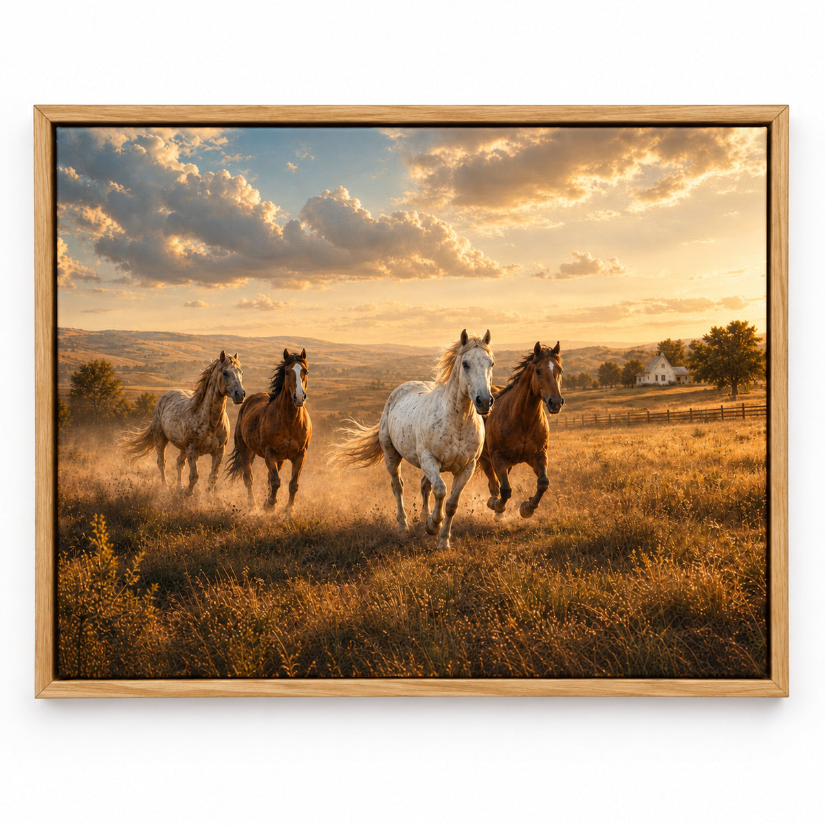 Running Horses Country Animal Canvas Painting Wall Decor | brown_sku