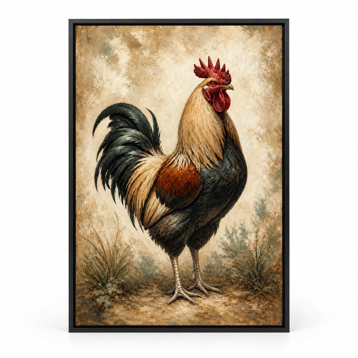 Rustic Rooster Farmhouse Modern Canvas Painting Wall Decor | black_sku