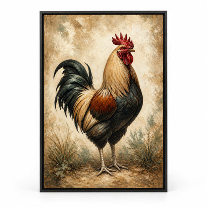 Rustic Rooster Farmhouse Modern Canvas Painting Wall Decor | black_sku