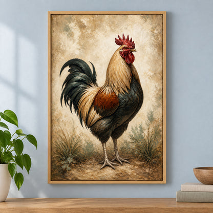 Rustic Rooster Farmhouse Modern Canvas Painting Wall Decor | brown_independent_close