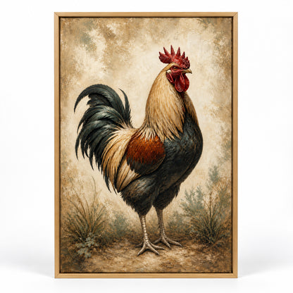 Rustic Rooster Farmhouse Modern Canvas Painting Wall Decor | brown_sku