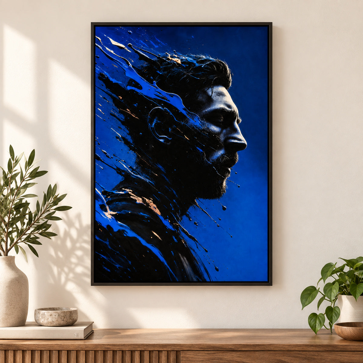 Vintage Soccer Silhouette Sports Canvas Painting Wall Decor | black_independent_close