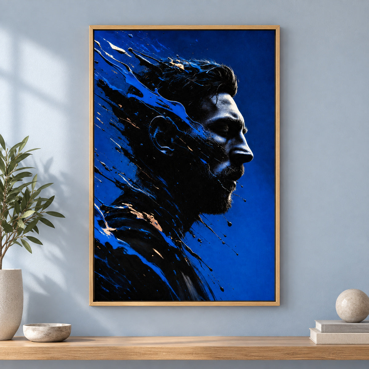 Vintage Soccer Silhouette Sports Canvas Painting Wall Decor | brown_independent_close