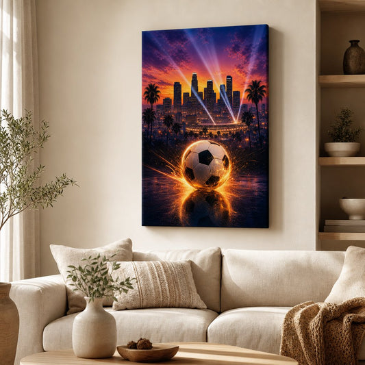 Los Angeles soccer wall art canvas lifestyle wall mockup
