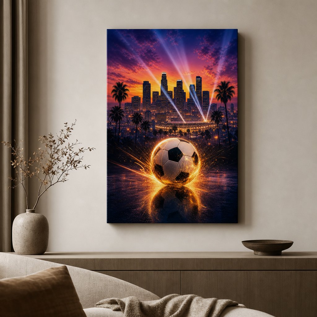 Los Angeles soccer wall art 18x24 inch canvas