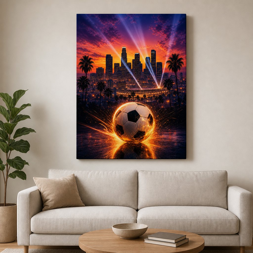 Los Angeles soccer wall art 30x40 inch canvas