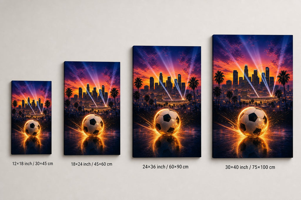 Los Angeles soccer wall art canvas size comparison